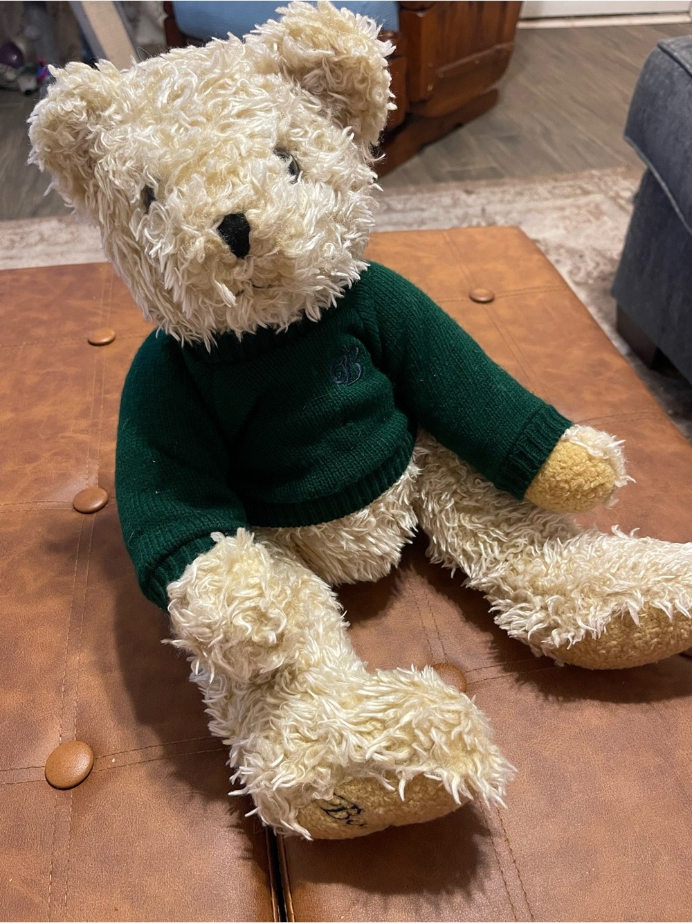 Vintage 1997 Belkie Bear Plush 19” Jointed Teddy Bear w/ Green Sweater